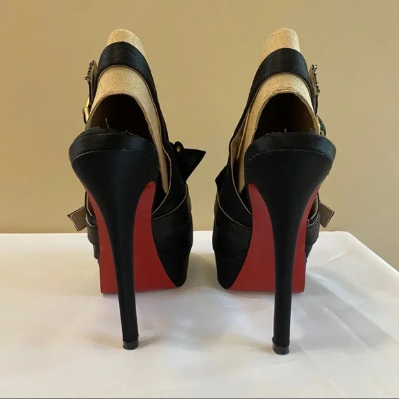 Christian Louboutin Black Heels with Gold Accents - Picture 7 of 11